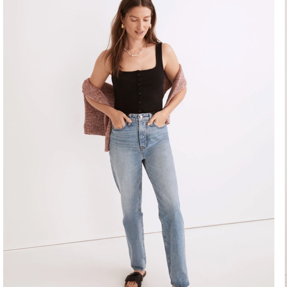 Madewell Ribbed Button-Front Crop Tank - Picture 2 of 5
